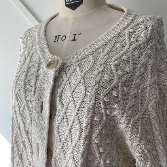 Loulou Studio Vilm Silk Linen Blend Cable Knit Cardigan - XS - Picture 6 of 15